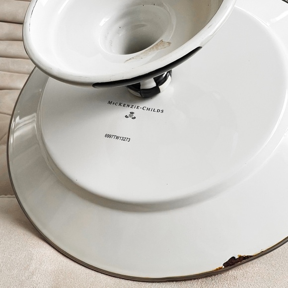 Rare Older Mackenzie-Childs Metal And Enamel Fluted Cake Stand Pedestal - Picture 8 of 10